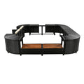Spa Surround Spa Frame Quadrilateral Outdoor Rattan Sectional Sofa Set With Mini Sofa,Wooden Seats And Storage Spaces, Beige Yes Beige Water Resistant Frame Water Resistant Cushion Garden & Outdoor Sectional Seating Groups Foam Rattan Waterproof Fabric