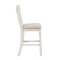 Antique White Finish Set Of 2 Counter Height Chair Farmhouse Style Fabric Upholstered Seat Wooden Furniture Dining Chairs Antique White Dining Room Farmhouse Wood
