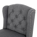 Vienna Contemporary Fabric Tufted Wingback 31 Inch Counter Stools, Set Of 2, Charcoal And Dark Brown Charcoal Fabric