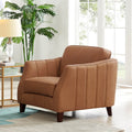 Aria Top Grain Leather Chair Brown Primary Living Space Mid Century Modern Eucalyptus Down Filling Leather