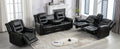 Home Theater Recliner Set Manual Recliner Chair With Wide Armrest, Two Built In Cup Holders For Living Room,Bedroom, Black Old Sku:Sg000760Aab Black Foam Pu Leather