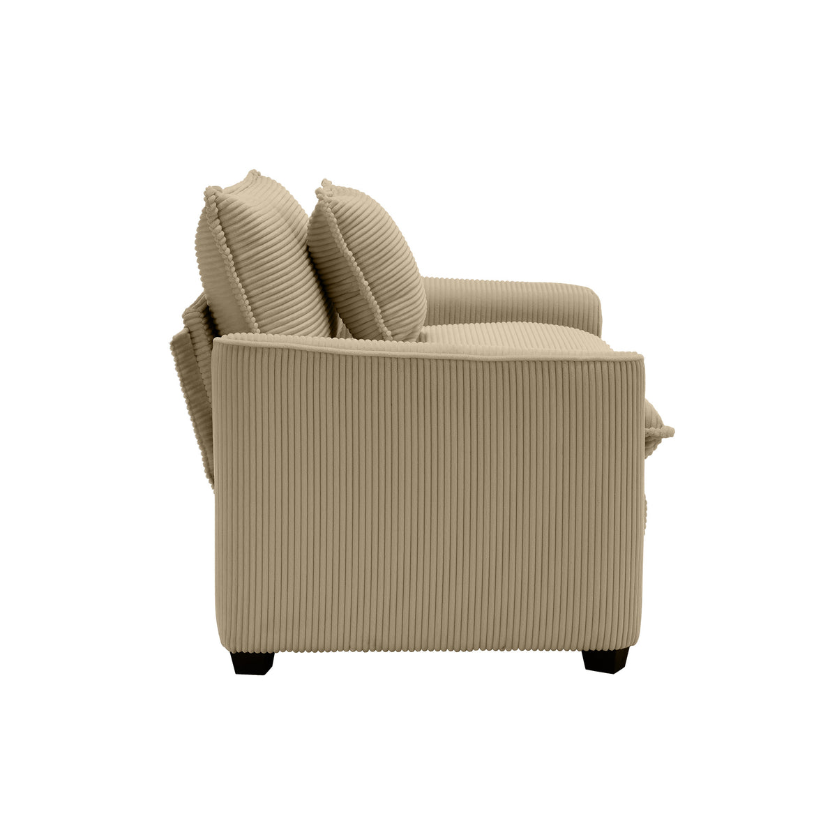 Mid Century Modern Sectional Set Of Two, One 3 Seater Sectional And One Single Seater Sectional With 2 Arm Pillows And 4 Throw Pillows, Living Room Sectional Tan Corduroy Fabric Tan Corduroy 4 Seat