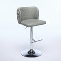 Swivel Barstools Adjusatble Seat Height With Chrome Base, Modern Pu Upholstered Bar Stools With The Whole Back Tufted, For Home Pub And Kitchen Island,Gray, Set Of 2 Gray American Design Bar Stools Set Of 2 Foam Pu Leather