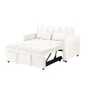 55.1 Inch 3 In 1 Convertible Sofa Bed, Modern Velvet Double Sofa Futon Sofa Bed With Adjustable Back, Storage Bag And Pillow, For Living Room, Bedroom Off White Light Brown Wood Primary Living Space Medium Duty Eucalyptus 2 Seat Beige White Velvet Soft