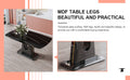 1 Table And 4 Chairs. Modern, Simple And Luxurious Black Imitation Marble Rectangular Dining Table And Desk With 4 Black Pu Gold Plated Leg Chairs 63'' X 35.4'' X 30'' Black Mdf