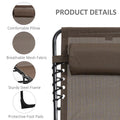Outsunny Reclining Chaise Lounge Chair, Portable Sun Lounger, Folding Camping Cot, With Adjustable Backrest And Removable Pillow, For Patio, Garden, Beach, Brown Brown Fabric