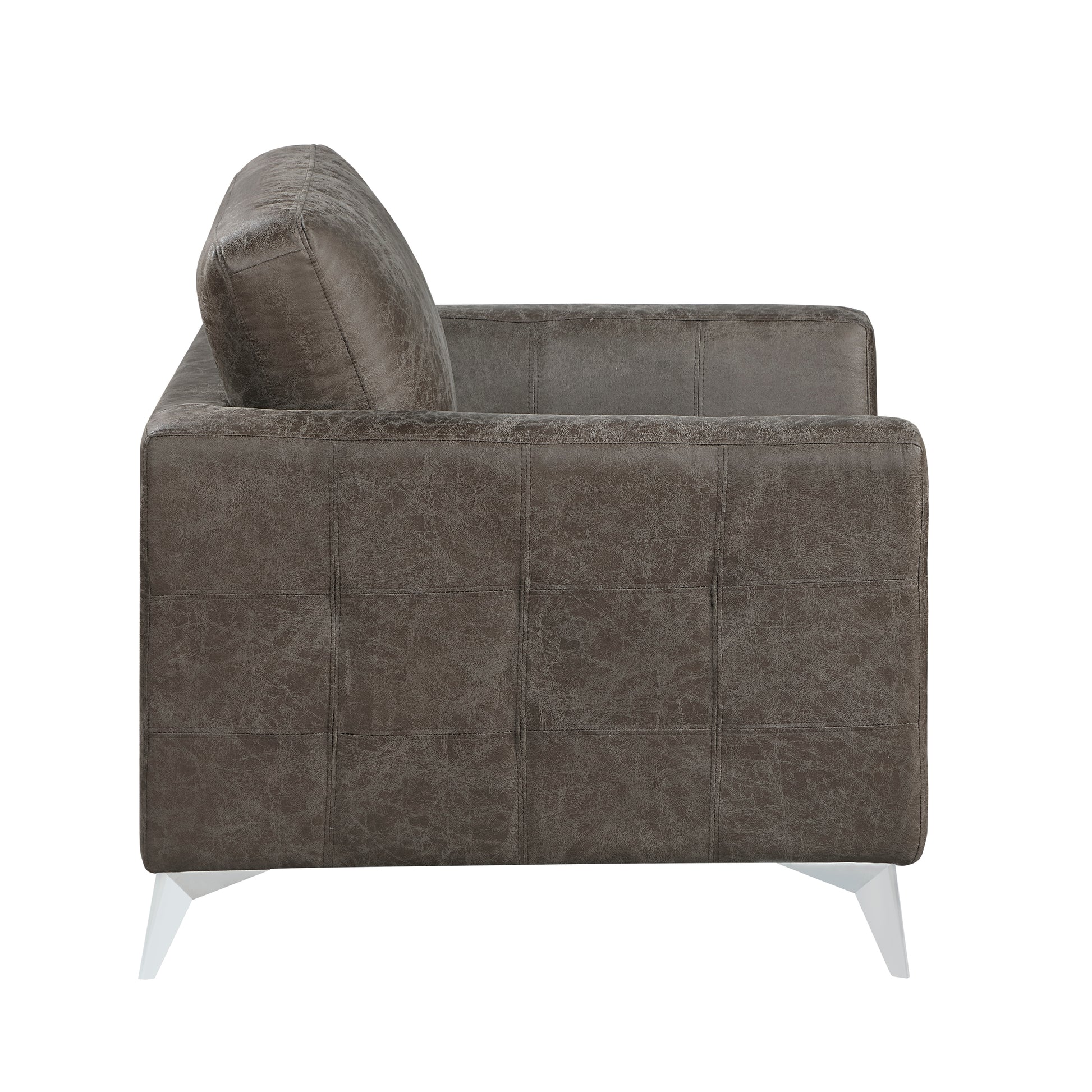 Brownish Gray Polished Microfiber Upholstery Elegant Modern Style Chair 1Pc Solid Wood Living Room Furniture Metal Legs Brown Primary Living Space Modern Solid Wood