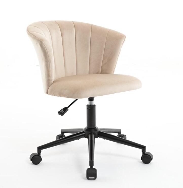 Home Office Chair, Velvet Fabric Swivel Flower Shape Computer Desk Chair For Home Office Or Bedroom Camel Foam Polyester Blend