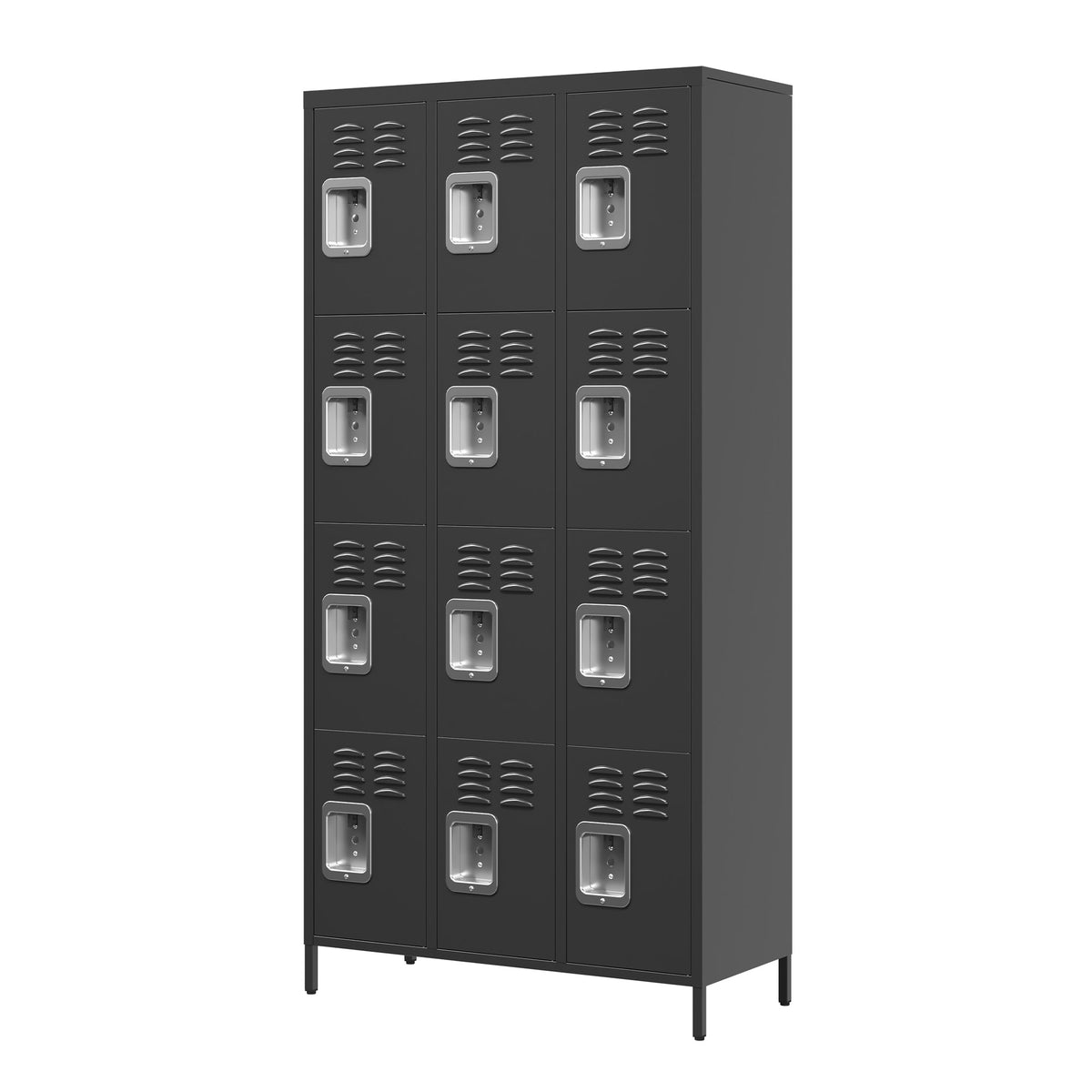 12 Door 72"H Metal Lockers With Lock For Employees,Storage Locker Cabinet For Home Gym Office School Garage,Easy Assembly,Black 5 Or More Spaces Black Primary Living Space Door Locks Modern Metal