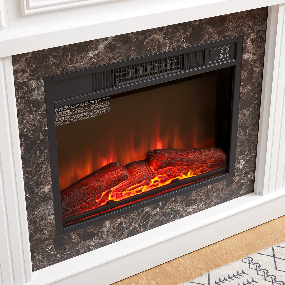 Electric Fireplace With Mantel,Fireplace Mantel Surround With 23" Fireplace Insert, Adjustable Flame, Remote Control White,41.34"W*14"D*40"H White Mdf