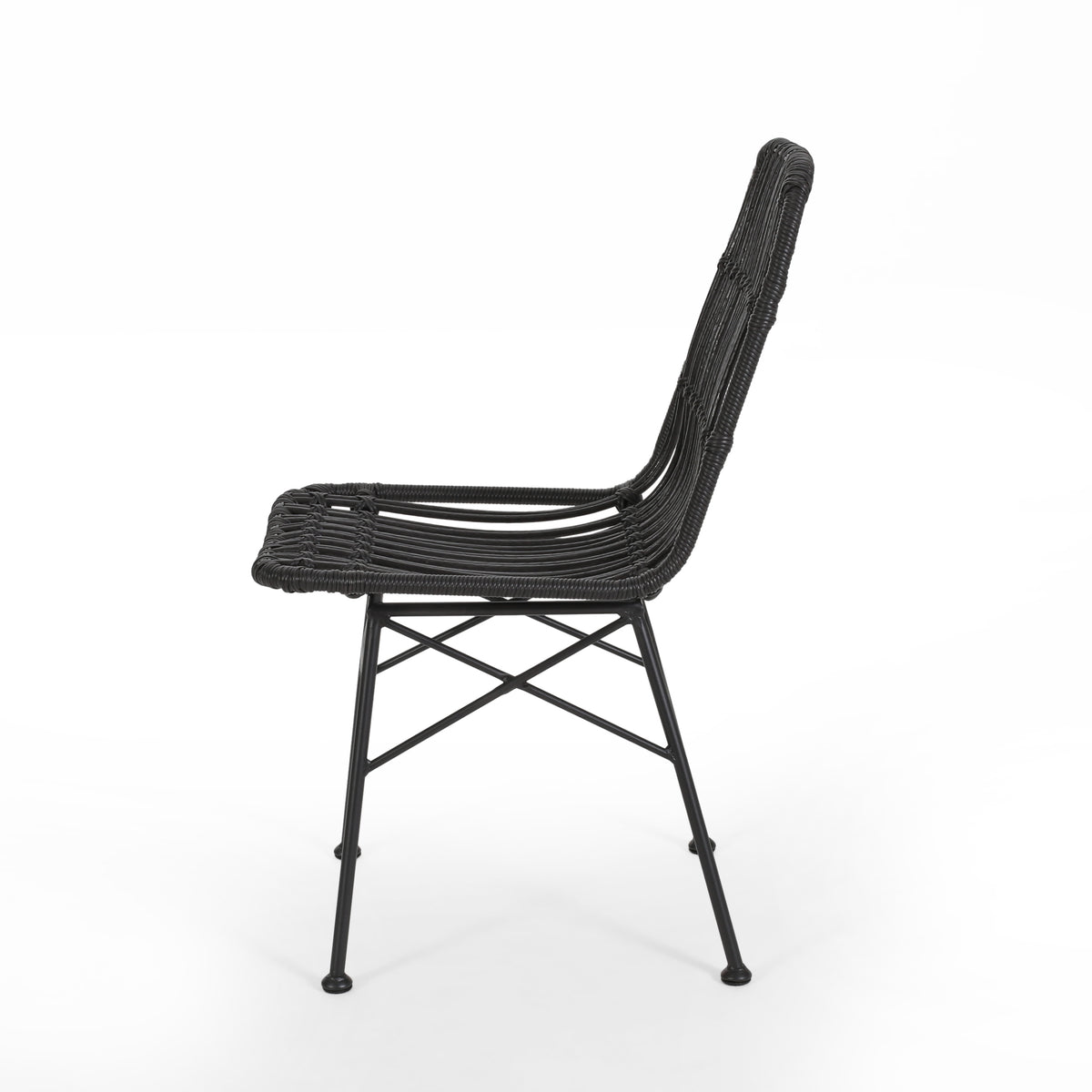 Sawtelle Chair Grey Rattan Metal