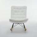 Lazy Rocking Chair,Comfortable Lounge Chair With Wide Backrest And Seat Wood Base, Upholstered Armless Rocker Chair For Living Room, Balcony,Bedroom And Patio Porch. White Cushion Iron White Primary Living Space Sponge Square Casual Rocking Chairs