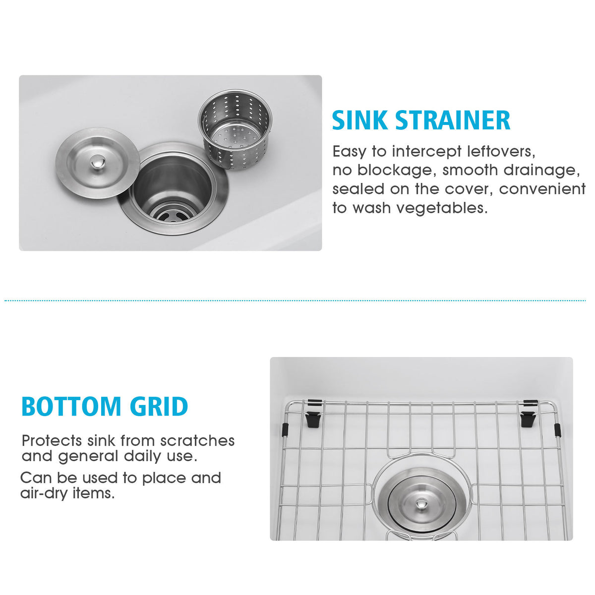 Quartz 18" L X 16" W Undermount Bar Sink With Grid And Strainer White Quartz