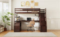 Full Size Loft Bed With 7 Drawers 2 Shelves And Desk Espresso Full Espresso Plywood