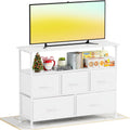 Tv Stand Dresser For Bedroom Entertainment Center With 5 Fabric Drawers, Storage Organizers Units For Living Room, Media Console Table With Open Shelf Up For 45