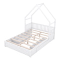 Wood Queen Size House Platform Bed With Guardrail And 2 Drawers, White Box Spring Not Required Queen White Wood Bedroom Bed Frame Solid Wood Mdf