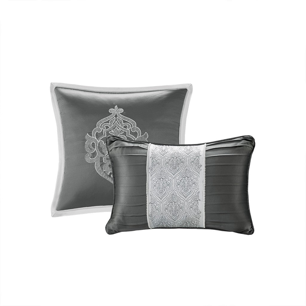 8 Piece Jacquard Comforter Set Silver Silver King King Silver Silver Polyester