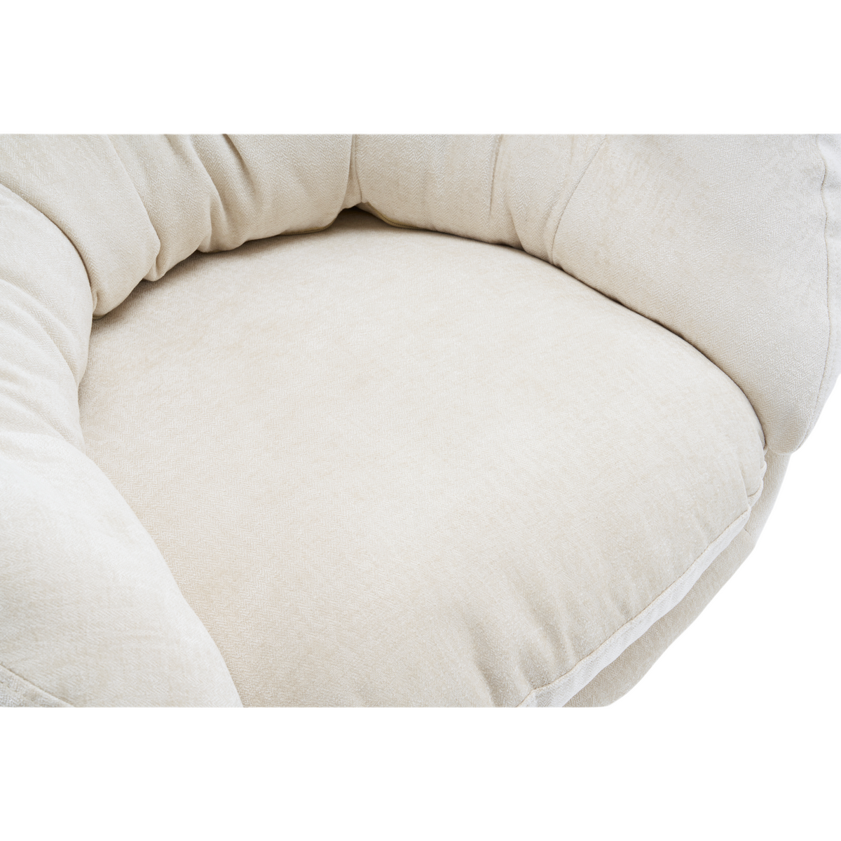 Comfy Chenille Upholstered 360 Swivel Club Chair Accent Chair With Removable Cushion, Round Office Chair With Black Metal Base, Cotton Material, Living Room, Bedroom, Reading Corner, Office Beige