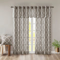 Fretwork Print Grommet Top Window Valance Grey White 50X18