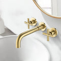 Bathroom Faucet Wall Mounted Bathroom Sink Faucet Brushed Gold Brass