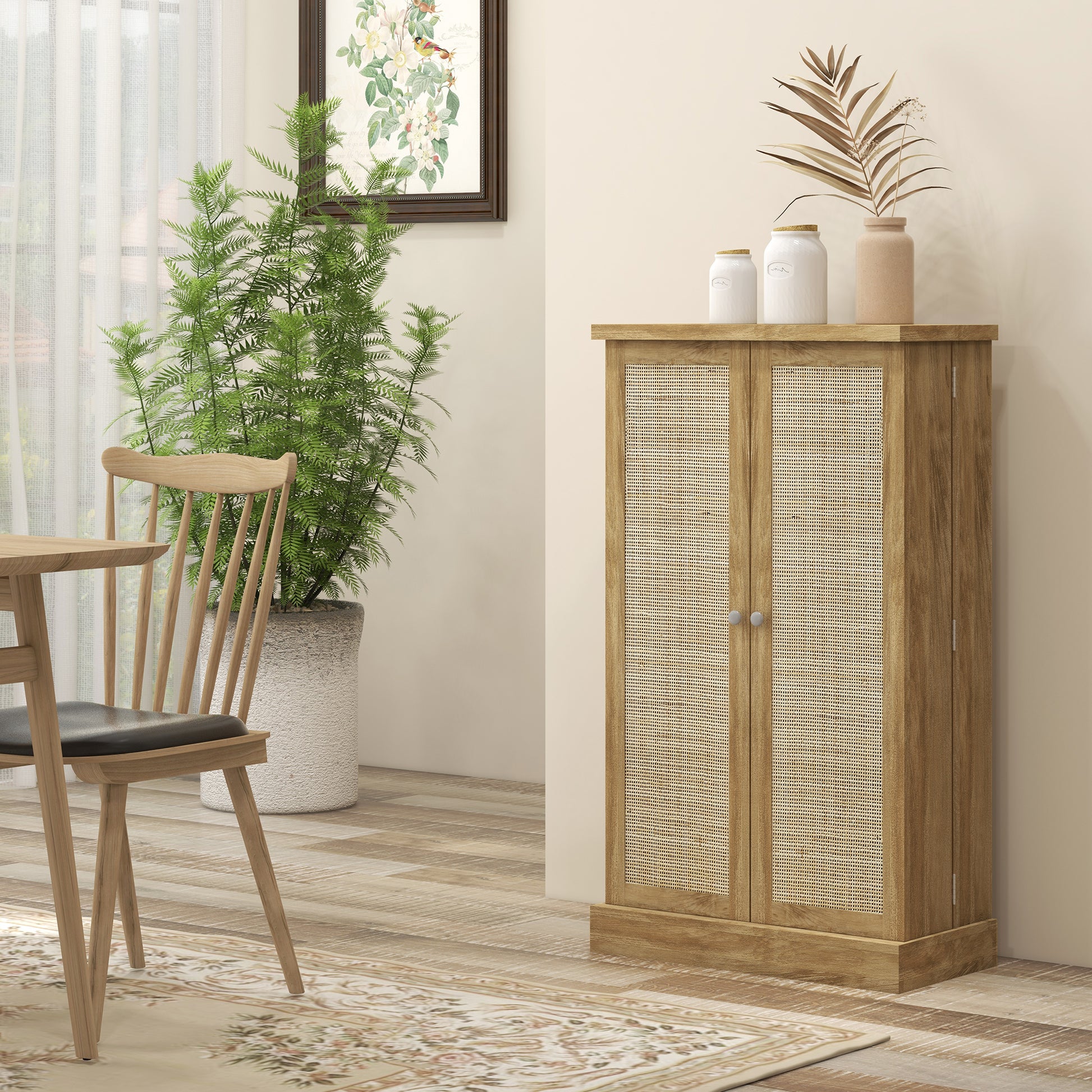 Homcom 41" Kitchen Pantry Storage Cabinet, Freestanding Kitchen Cabinet With 12 Door Shelves, Double Doors, 5 Tier Shelving And Adjustable Shelves, Natural Natural Wood Mdf