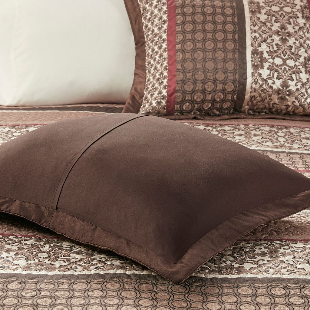 5 Piece Jacquard Quilt Set With Throw Pillows Red Full Queen Full Red Cotton