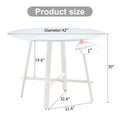 A Modern Minimalist Circular Dining Table With A 42 Inch Diameter White Patterned Tabletop And White Metal Legs. Suitable For Restaurants, Living Rooms, And Conference Rooms. White Mdf Metal