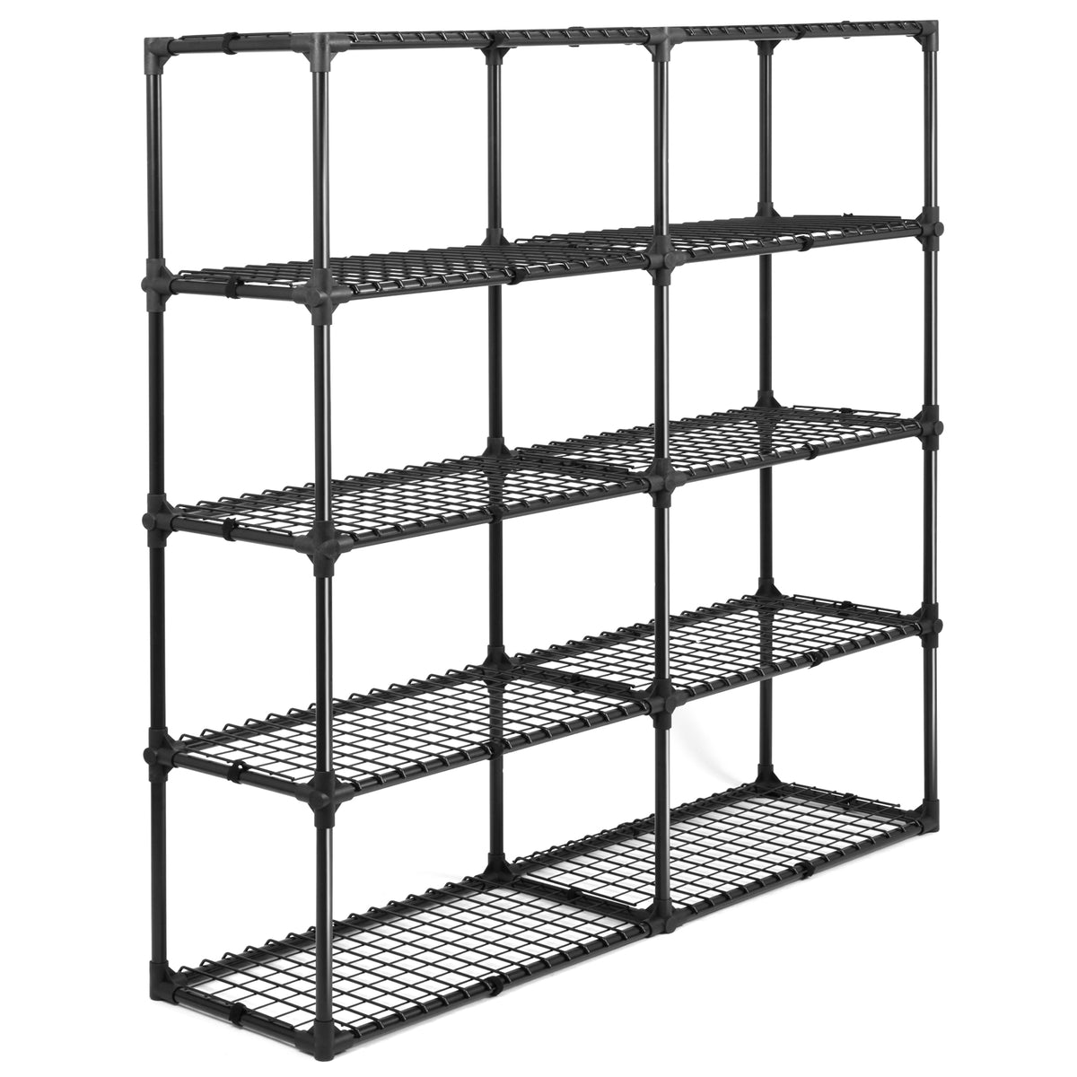 5 Shelf Wire Rack With Cover 2Pack Black Steel