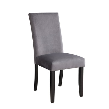 Napoli Velvet Side Chair Set Of 2 Gray Dark Gray Wood