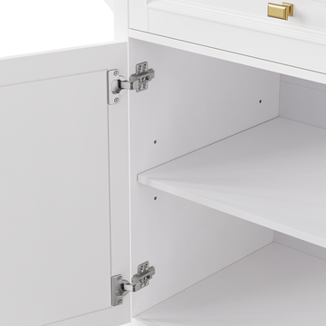 K&K 52'' Kitchen Island With Drop Leaf, Embossed Texture Kitchen Island On Wheels With Spice Rack, Towel Rack, 2 Doors And 5 Drawers, Kitchen Storage Cart With Adjustable Shelf For Kitchen, White