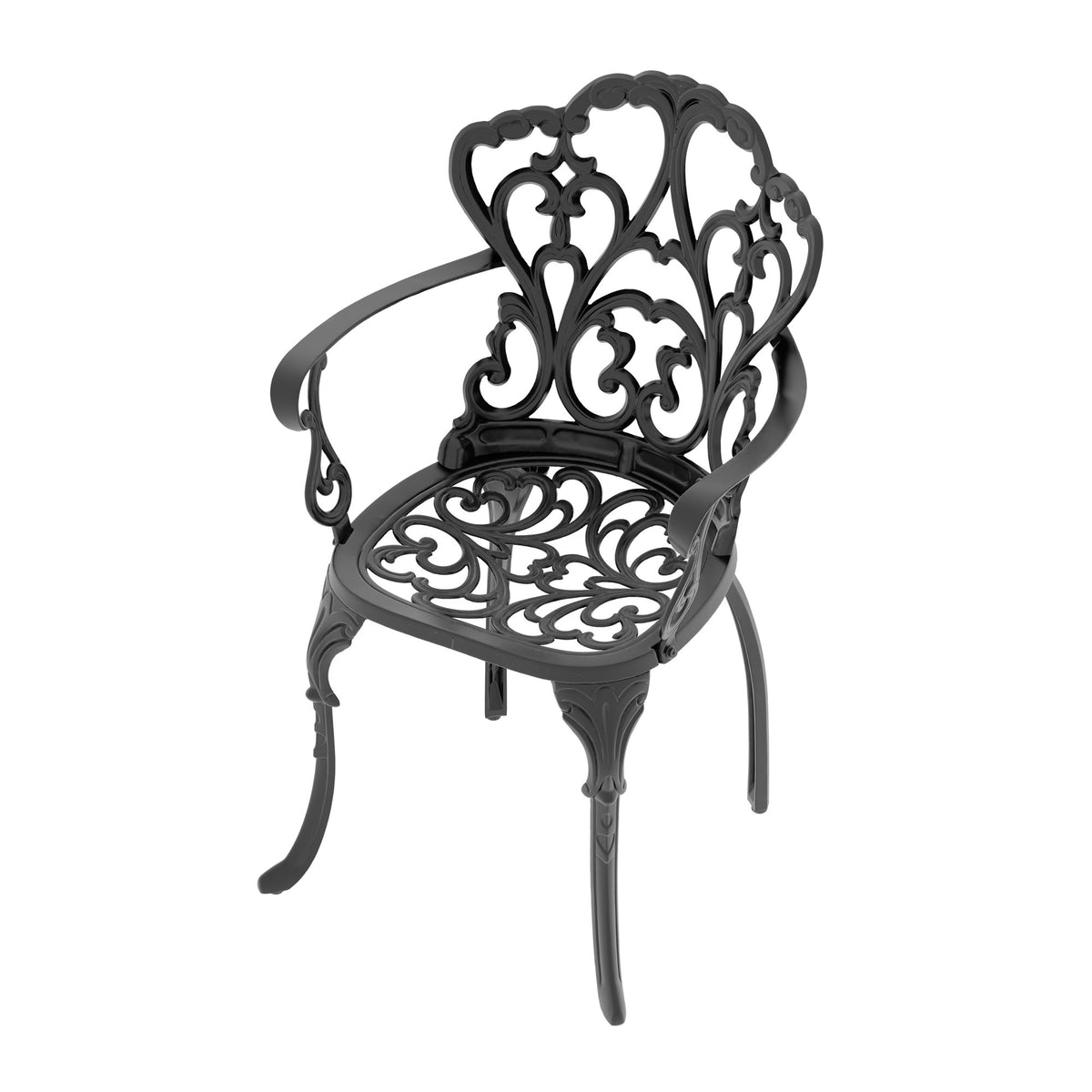 Cushions In Random Colors 5 Piece Set Of Cast Aluminum Patio Furniture With Cushions Yes Dining Set Black Seats 4 Rust Resistant Frame Water Resistant Cushion Garden & Outdoor Complete Patio Sets