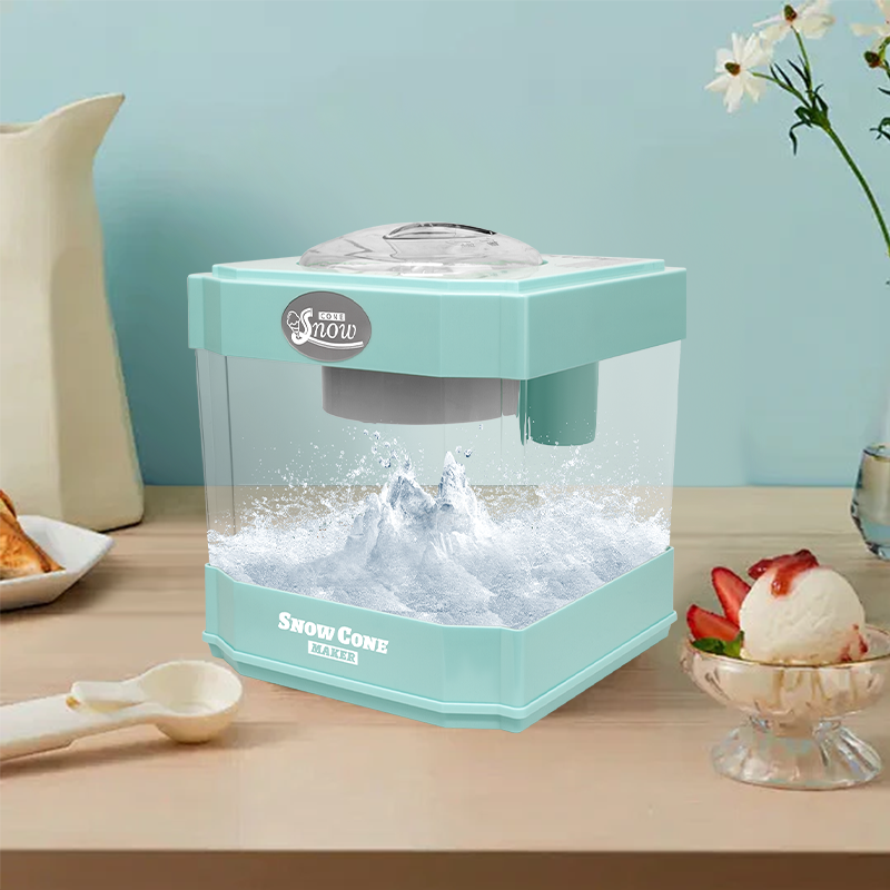 Snow Cone Maker, Tabletop Shaved Ice Machine For Slushies & Frozen Drinks, 2 Reusable Cups, Ice Scoop Green Plastic