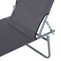 Outsunny Outdoor Lounge Chair, Adjustable Folding Chaise Lounge, Tanning Chair With Sun Shade For Beach, Camping, Hiking, Backyard, Gray Gray Steel