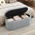 Storage Chenille Ottoman Bench Upholstered Fabric Storage Bench End Of Bed Stool With Safety Hinge For Bedroom, Living Room, Entryway, Closet 40 Inch, Light Grey Light Grey Contemporary Polyurethane