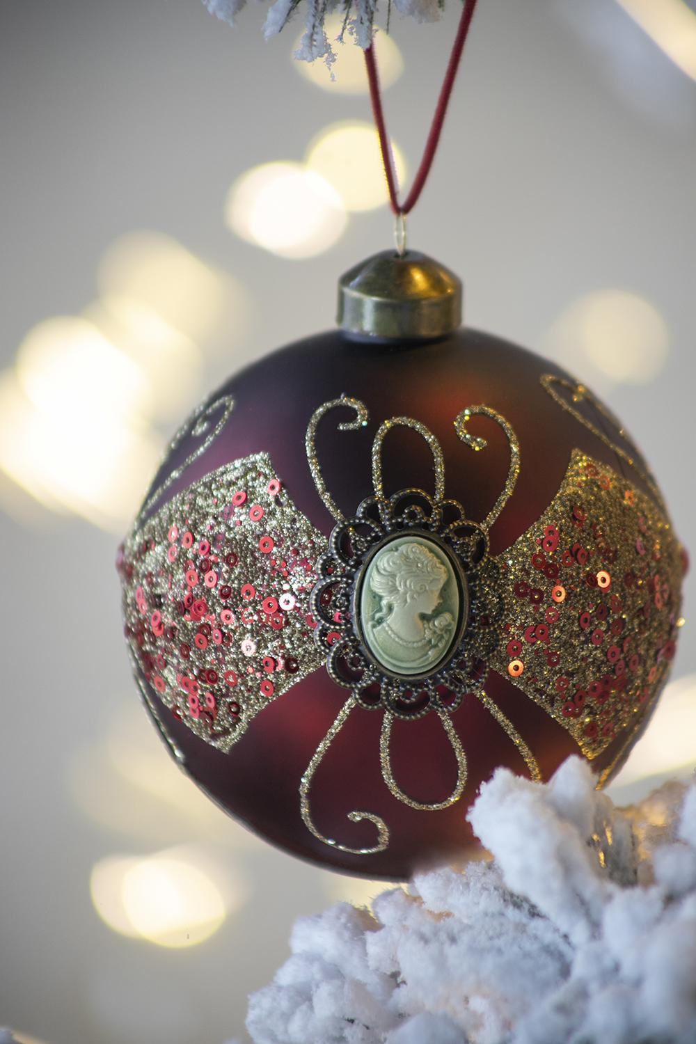 D3.9" Christmas Ball Ornaments, Glass Decorative Hanging Ball Christmas Tree Ornaments For Holiday Party Decorations, Set Of 6 Red Glass