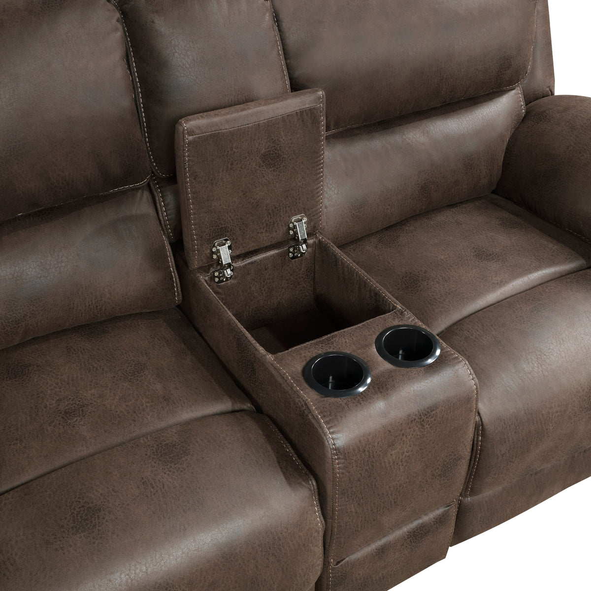 Plush Modern Design Living Room Reclining Loveseat Brown Microfiber Upholstery Solid Wood Frame Furniture 1Pc Brown Microfiber Wood Primary Living Space Modern Plywood,Solid Wood