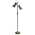 Axis Brassed Gold Floor Lamp With 4 Way Switch Double Spots With Metal Base Black,Gold Metal