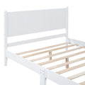 Full Size Wood Platform Bed Frame, Retro Style Bed With Rectangular Headboard,No Need Box Spring,White Full White Wood