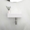 14.88X8.69 Inch White Ceramic Rectangle Wall Mount Bathroom Sink With Single Faucet Hole White Ceramic