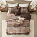 7 Piece Comforter Set Red Cal King California King Red Polyester
