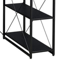 Black Office Desk With Open Shelves And Hutch Black Writting Desk Office Rectangular Shelves Wood Metal Sled