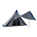 Outsunny 15.4'X15.4'X8.5' Teepee Tent, Waterproof Camping Tent With Porch Area, Floor And Carry Bag, For 2 3 Person Outdoor Backpacking Camping Hiking, Blue Blue Aluminum