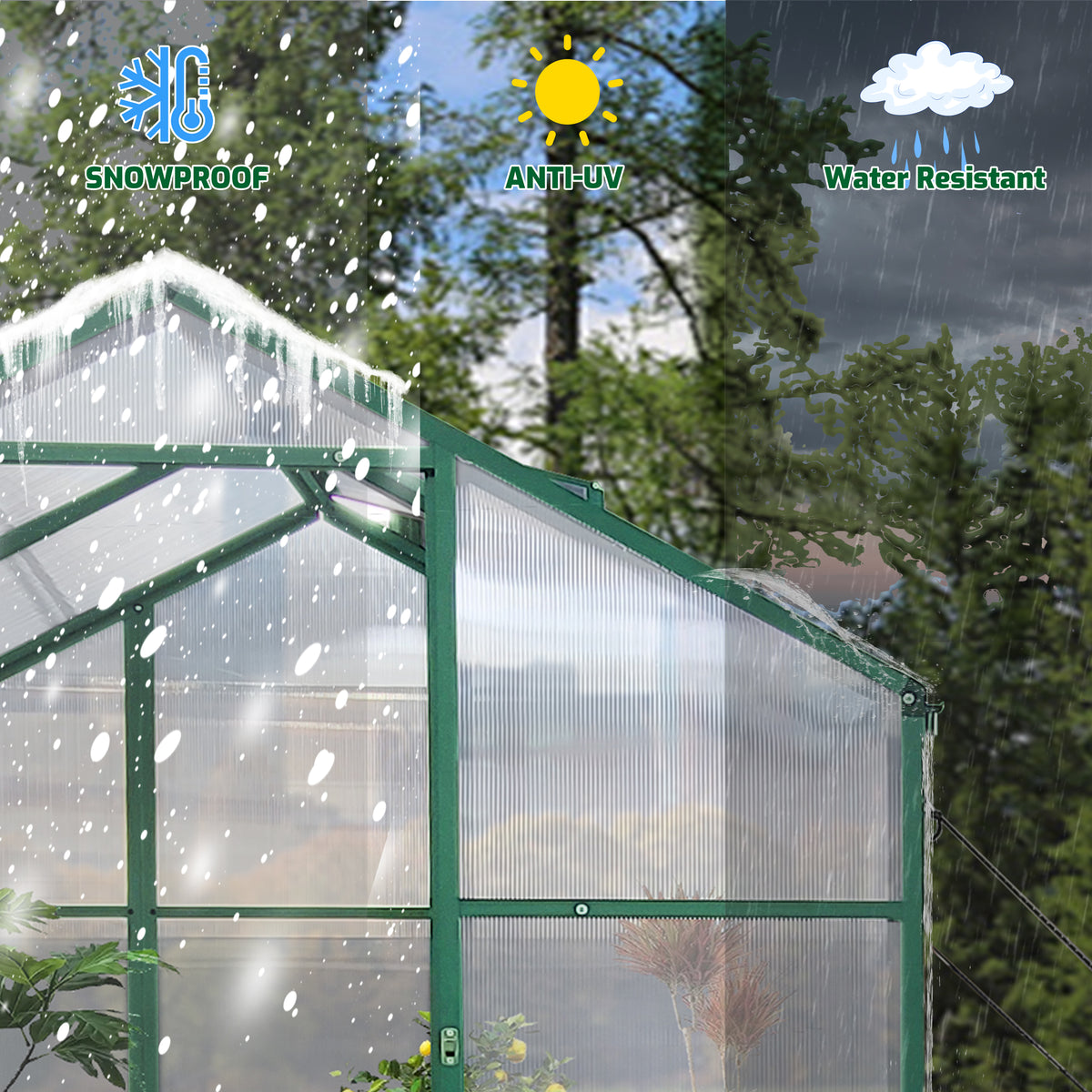 Newly Marketed Gain Height Windproofaluminum Greenhouse 6X4 Ft Polycarbonate Greenhouse Raised Base And Anchor Aluminum Heavy Duty Walk In Greenhouses For Outdoor Backyard In All Season Green Aluminium Alloy