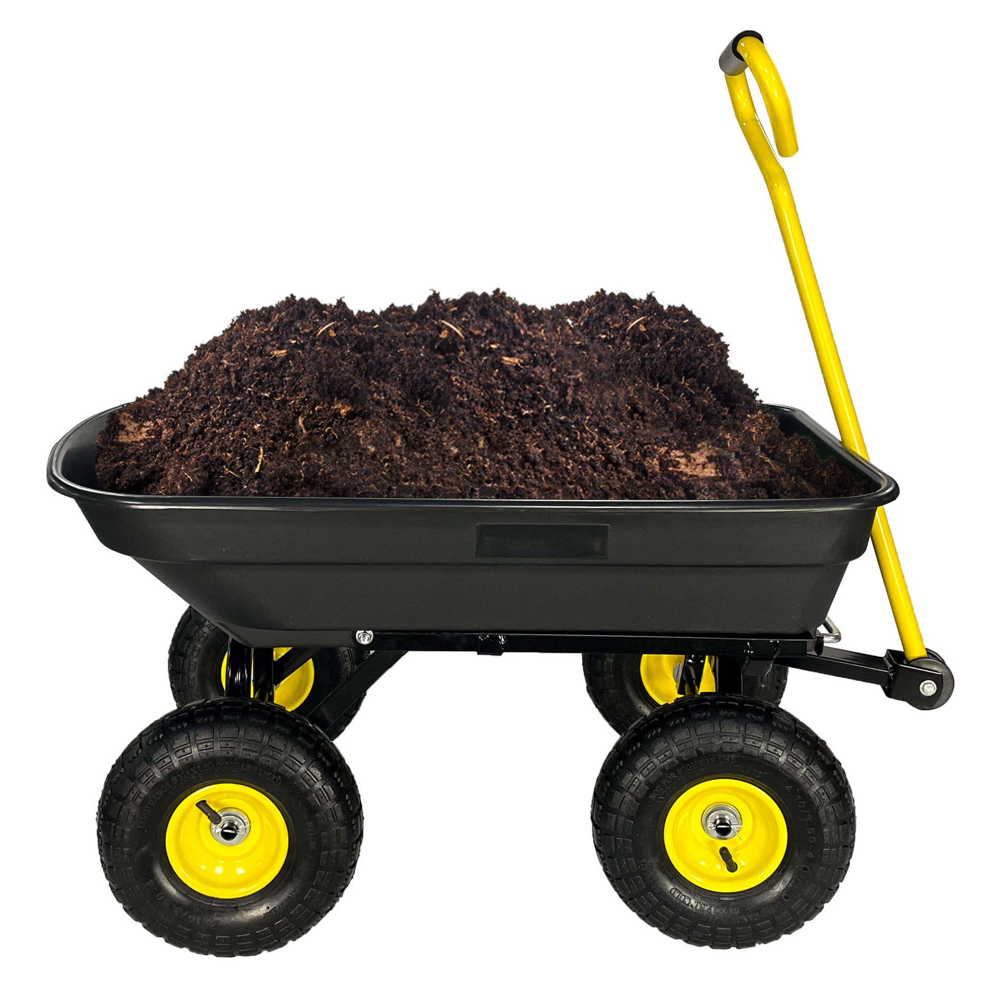 Folding Car Poly Garden Dump Truck With Steel Frame, 10 Inches. Pneumatic Tire, 300 Lb Capacity Body 75L Black Garden & Outdoor Iron Plastic