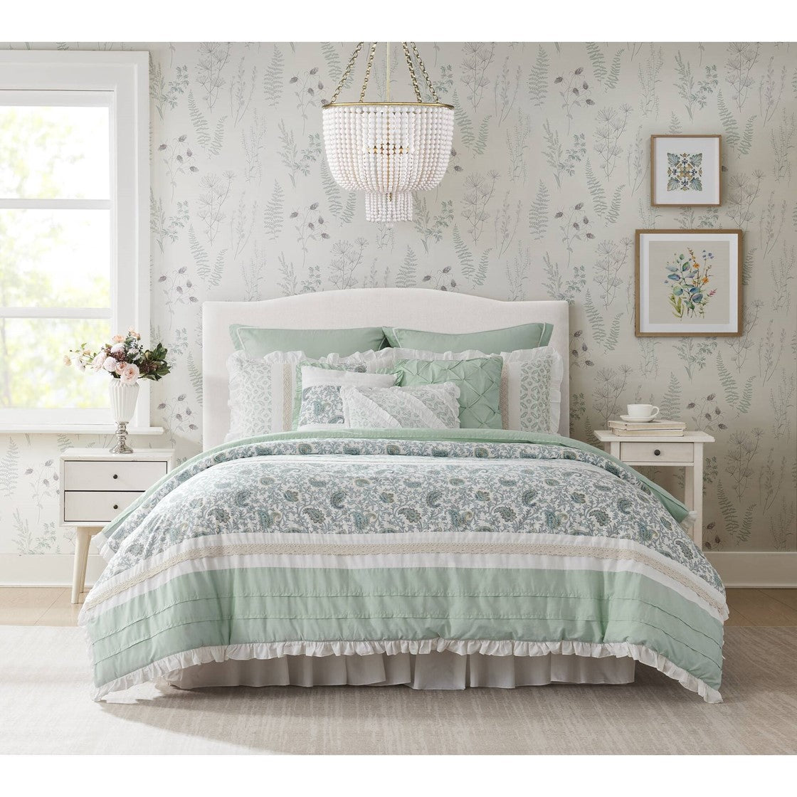 9 Piece Cotton Percale Comforter Set Aqua Queen Queen Aqua Polyester