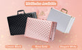 Portable Makeup Case With Led Mirror Travel Makeup Bag Cosmetic Organizer Box With Locks, Brush Holder, Dividers, Rechargeable, Rose Gold Rose Gold Aluminium Alloy