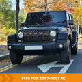 Front Matte Black Grille For Jeep Wrangler Jk 2007 2017 With Led Lights Black Abs