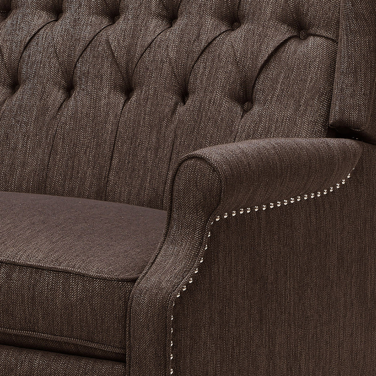 One And Half Seater Recliner Brown Fabric