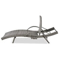 K&K 80'' Outdoor Wicker Chaise Lounge Chairs Set Of 2, Patio Rattan Reclining Chair Pull Out Side Table Adjustable Backrest Ergonomic Wave Design Pool Sunbathing Recliners, Grey No Lounge Grey Seats