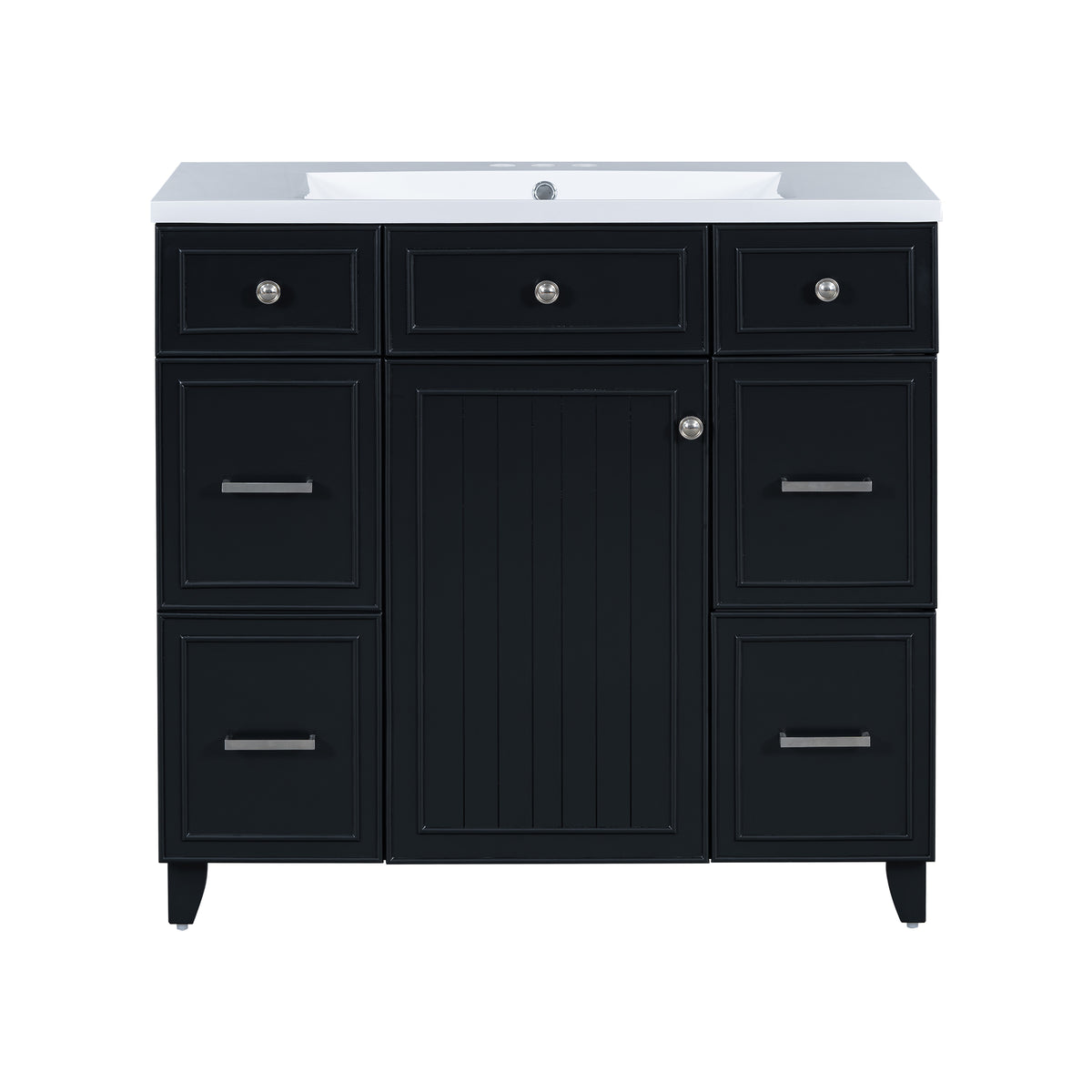 36" Bathroom Vanity Cabinet With Sink Top Combo Setblack ,Single Sink,Shaker Cabinet With Soft Closing Door And 3 Drawers Black Bathroom Solid Wood Mdf Resin